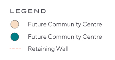 Legend for community center and retaining wall symbols.